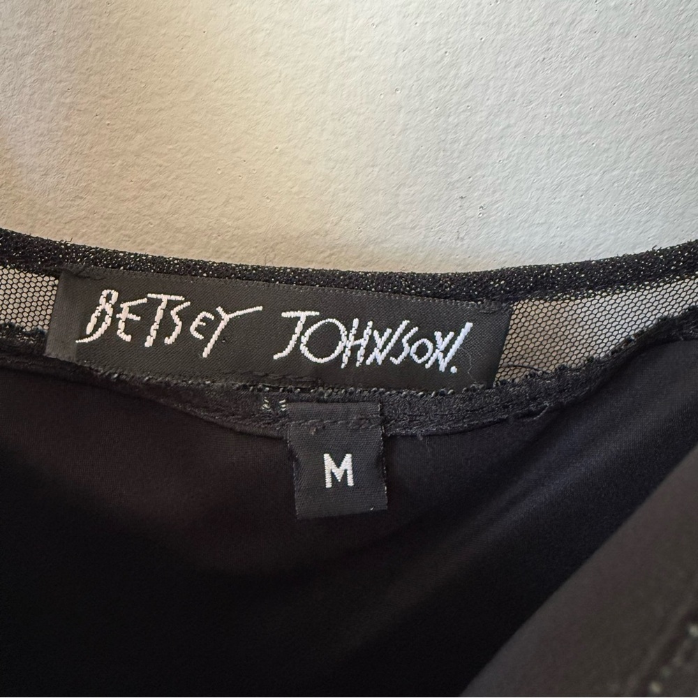 Vintage 90s Betsey Johnson Layered Mesh Overlay Maxi Slip Dress Black - Picture 3 of 8